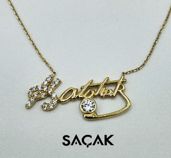 14 Ayar Altın Kemal Atatürk İmzalı Kolye - SAÇAK KUYUMCULUK