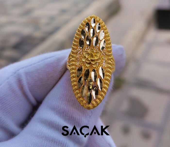 14 Ayar Altın Mekik Telkari Yüzük - SAÇAK KUYUMCULUK