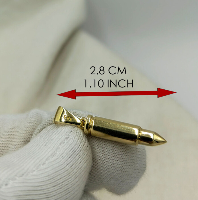 14 Ayar Altın Mermi Kolye Ucu - 2