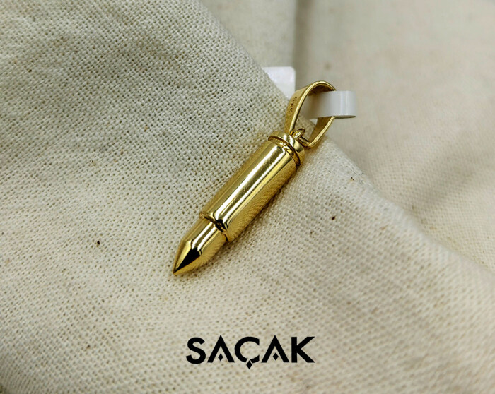 14 Ayar Altın Mermi Kolye Ucu - SAÇAK KUYUMCULUK