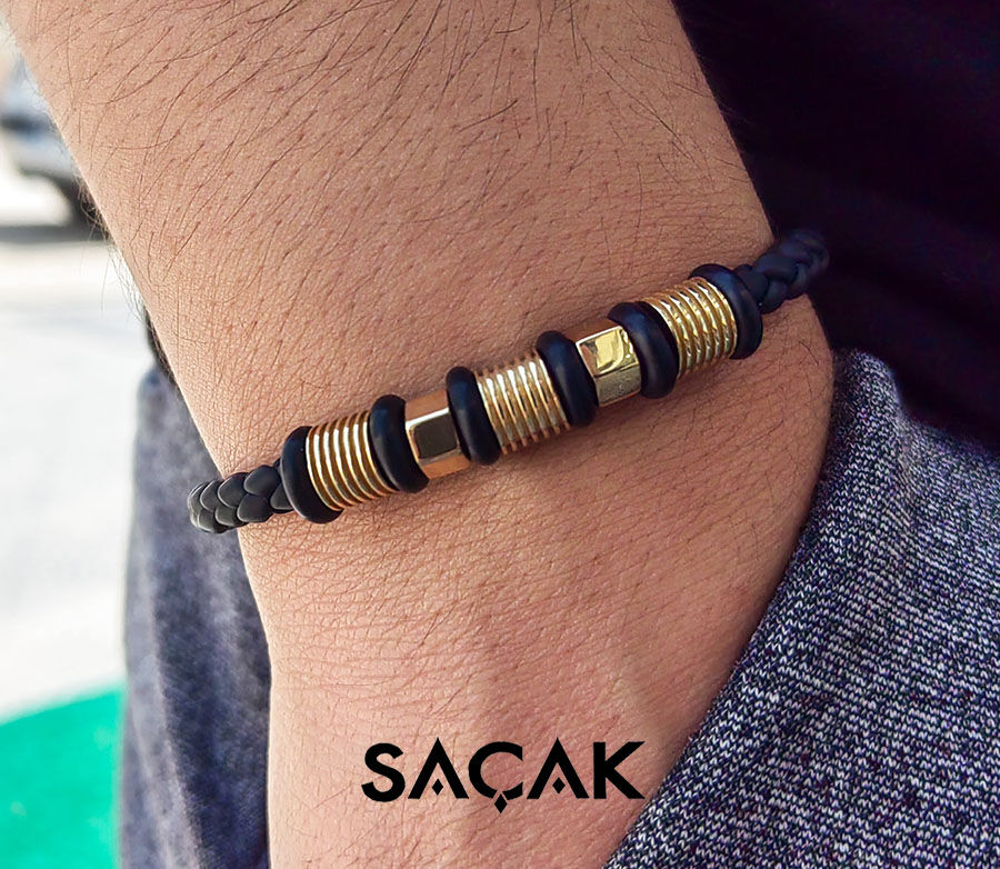 Derili 14 Ayar Altın Erkek Bilekliği - 1